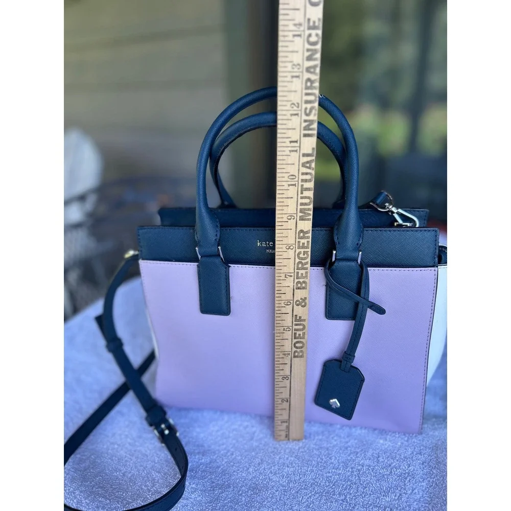Kate Spade Cameron Medium Satchel Bag Color block Lavender White Blue Crossbody